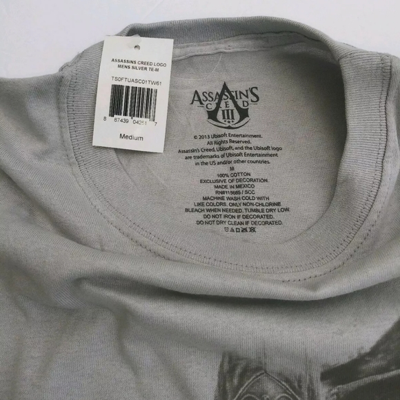 Assassins Creed Shirt Mens M Gray Graphic tee Short Sleeve Gamer Pop Art - Picture 6 of 7